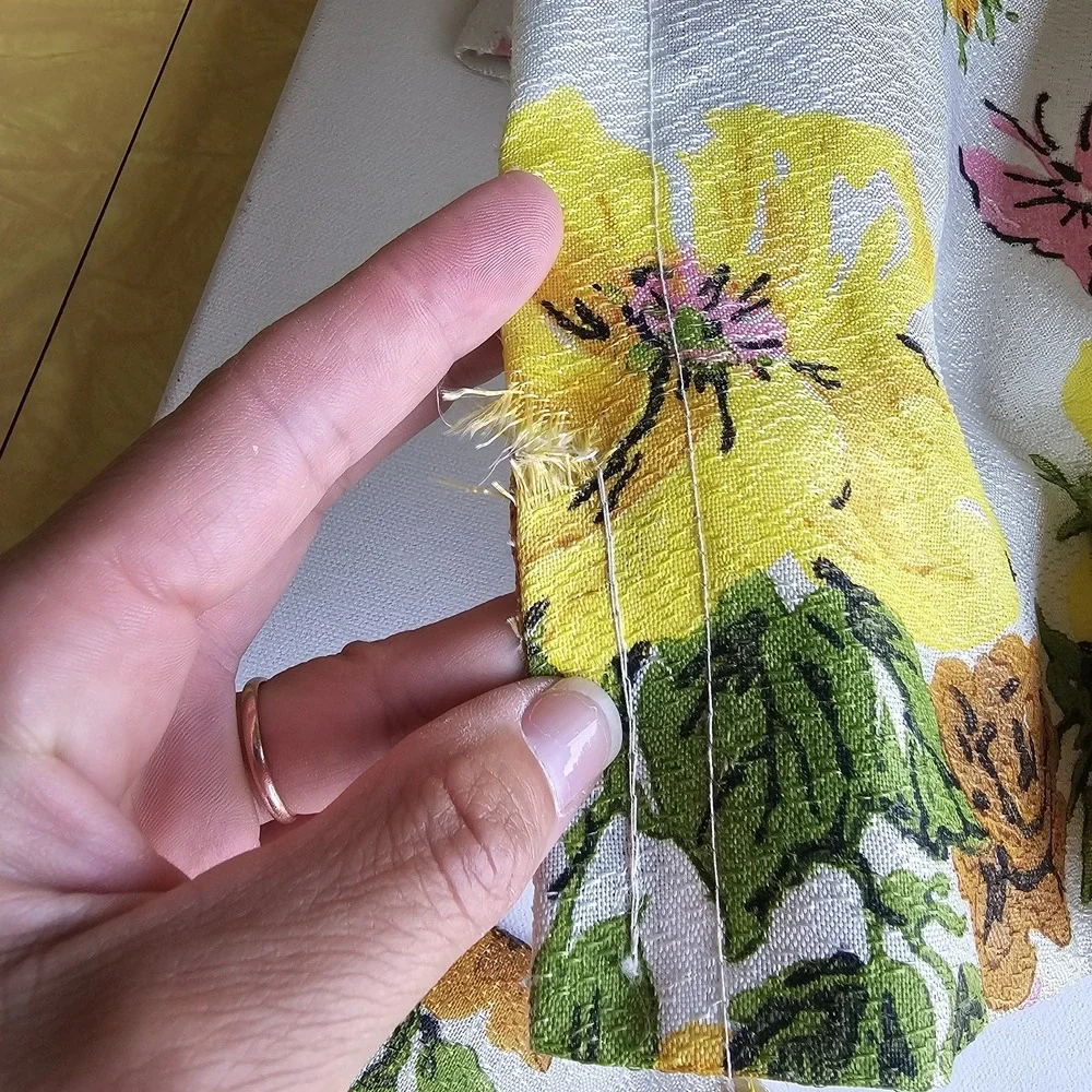 1970s 2 Drapery Panel valances Pleated Vintage Floral Grandmacore Cottagecore